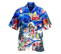 GREGG Funky Santa Hawaiian Shirt - Print Button Down Short Sleeve Shirts - Summer Beach Casual Shirt (Xmas C,3X-Large)