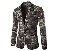 GREGG Mens Blazer Casual Camouflage Long Sleeve Sports Coats Slim Fit One Button Suit Jackets Fashion Tuxedo for Men