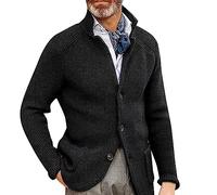 GREGG Mens Casual Blazer Corduroy Single Breasted Spread Collar Winter Warm Business Short Jacket(Black,X-Large)