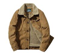 GREGG Men's Corduroy Jackets Vintage Fleece Sherpa Lined Denim Trucker Jackets Lapel Button Down Thickened Winter Coats