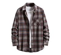 GREGG Men's Flannel Shirt Jacket Fall Lightweight Long Sleeve Plaid Shirt for Men Casual Button Down Plaid Shirts(Brown,X-Large)