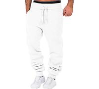 GREGG Men's Jogger Sweatpants Lightweight Cotton Drawstring Elastic Waist Joggers Pants Gym Workout Pants with Pockets(White,Medium)