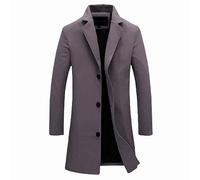 GREGG Mens Lapel Trench Coat Slim Fit Wool Blend Casual Single Breasted Pea Coat Winter Classic Business Overcoat(Dark Gray,Medium)