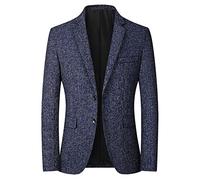 GREGG Mens Luxury Brushed Suit Jacket Vintage Solid Color Slim Fit Two Button Blazer Casual Wedding Business Notched Lapel Tuxedo(Navy,3X-Large)