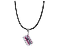 Gregory Crafts & Gifts Awesome Mix Tape Retro Cassette Pendant Necklace, Black Leather Cord, 80s Style Unisex Fashion Jewellery