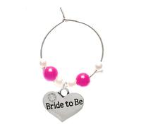 Gregory Crafts & Gifts Bride to Be Wedding Wine Glass Charm. Wedding, Hen Party or Table Decoration with Pink Rhinestone Gem and Pink and White Beads