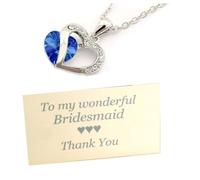 Gregory Crafts & Gifts Bridesmaid Pendant Necklace, Thank You Gift - Royal Blue Heart Crystal Pendant
