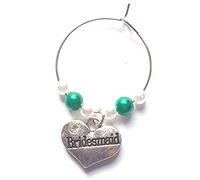 Gregory Crafts & Gifts Bridesmaid Wine Glass Charm x 1. Assorted colour beads to match your wedding theme (Green)