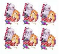 Gregory Crafts & Gifts Christmas 2 Cat Kittens Card Making Toppers in a Parcel Craft Embellishments x 6