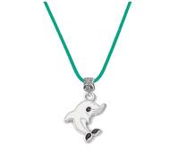 Gregory Crafts & Gifts Dolphin Pendant Necklace, Silver Charm with Multi-Coloured Cord Choice, Girls, Women's Jewellery (GREEN)