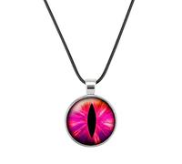 Gregory Crafts & Gifts Dragon Eye Pendant Necklace with Black Cord, 18 inch. Assorted Mystical Eye Colours, Unisex Gift for Him or Her (Pink and Red)