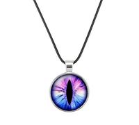 Gregory Crafts & Gifts Dragon Eye Pendant Necklace with Black Cord, 18 inch. Assorted Mystical Eye Colours, Unisex Gift for Him or Her (Purple and Blue)