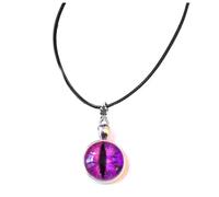Gregory Crafts & Gifts Dragon Eye Pendant Necklace with Black Cord, 18 inch. Assorted Mystical Eye Colours, Unisex Gift for Him or Her (Purple)