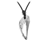 Gregory Crafts & Gifts Dragons, Wolf Tooth Crystal Necklace - Black Cord and Clear Crystal Tooth Shaped Crystal Pendant