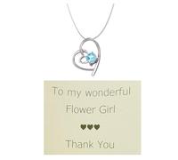 Gregory Crafts & Gifts Flower Girl Crystal Heart Pendant Necklace, Thank You Gift - Aqua Blue