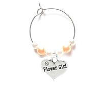 Gregory Crafts & Gifts Flower Girl Wedding Wine Glass Charm x 1. Assorted colour beads to match your wedding theme (Peach)