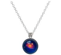 Gregory Crafts & Gifts Galaxy Glass Dome Pendant Necklace, Space Theme, 24" Silver Chain