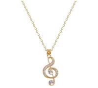 Gregory Crafts & Gifts Gold Treble Clef Music Note Pendant Necklace with Rhinestones, 20 Inch Chain