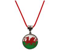 Gregory Crafts & Gifts Welsh, Wales Flag Pendant Necklace, Black Cord, Unisex Dragon Jewellery, 18 Inch (Red)