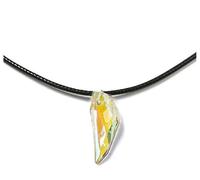 Gregory Crafts & Gifts Wolf Tooth AB Yellow Crystal Pendant Charm Black Corded Necklace, Unisex, Men's, Women's Jewellery
