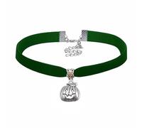 Gregory Crafts & Gifts Women's Choker, Velvet and Gothic Halloween Charm - Choice of Mysterious Supernatural Charm and Velvet Colour (PUMPKIN, DARK GREEN)