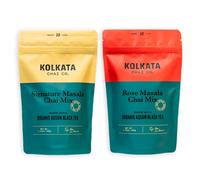 Grehge ai Signature Masala Chai & Rose Chai Combo Pack, Makes 40 cups, Premium loose leaf tea and spice blend, All Natural