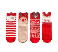 Grehge Christmas Socks Fuzzy Soft Women Girls Novelty Holiday Cotton Socks Casual Warm Long Floor Socks