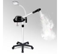 Grehge cial Steamer, 2 in 1 Facial Steamer, Facial Steamer on Wheels with 5X Magnifying Lamp, Ozone Facial Steamer Adjustable Height, Stand Facial Steamer with Time Setting