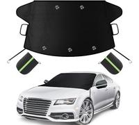 Grehge dshield Cover for Ice and Snow, Frost Guard Windshield Snow Cover Enhanced 600D Oxford Fabric with Side Mirrors Cover for Snow, Ice, UV Fits Most Cars, Trucks, Vans, SUVs, Black