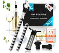 Grehge luxe Wine Cooling Rod 6-in-1 Set Including 2 Lengths Stainless Steel Wine Cooler Rod + Vacuum Pump + Pourer Gift Ideas Women Gifts Men