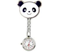 Grehge s Nurse Fob Watch Cartoon Cover Clip-on Hanging Alloy Medical Pocket Watches for Women Nurse Doctor Elephant Pony Giraffe Panda