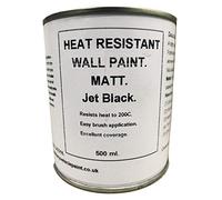 Grehge t Jet Black Heat Resistant Wall Paint. Wood Burner Stove Alcove. Brick, Concrete, Plaster, Cement Board, Rendering, Metal, Timber etc.