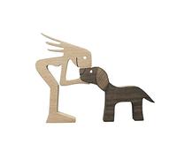 Grehge y Cat Wooden Carving Ornaments Natural Solid Wood Pet Dog Family Crafts Sculpture Decorations Crafts Home Office Desktop(Y178-1)