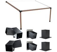 Grehitk Pergola Kit with Brackets, 15°Slanted Roof Pergola Bracket Kit, Roof Wall Mount Extension Bracket Kit 3-Way Brackets for Pergolas,Log Cabin Outdoor Pergola 4"x 4" (Actual 3.5" X 3.5") Lumber