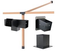 Grehitk Pergola Kit with Brackets, 15°Slanted Roof Pergola Bracket Kit, Roof Wall Mount Extension Bracket Kit 4-Way Brackets for Pergolas,Log Cabin Outdoor Pergola 4"x 4" (Actual 3.5" X 3.5") Lumber