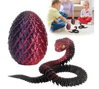 greitenty 3D Printed Snake with Egg,3D Printed Snake Toys,Flexible Animal Toys for Home Decor Gift
