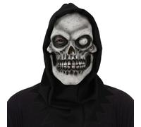 greitenty One-Eyed Skull Mask Creepy Full Head Ghost Rider Mask Halloween Realistic Latex Props for Masquerade