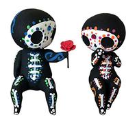 greitenty Valentine's Day Decor Sugar Skull Couple Figurine Statue Couples Cute Skeleton Mexican Halloween Day of The Dead Figurines(Lovers)