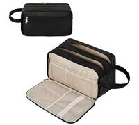 Grekos Unisex Toiletry Bag Travel Dopp Kit, Mens Travel Bag Toiletries Organizer Case,Water-resistant Shaving Bag, Travel Toiletry Bag for women, PU Leather Water Resistant Cosmetic Bag Pouch, black,