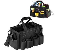 Grekos Wearable Cleaning Cadd y Bag, Cleaning Caddy for Cleaning Suppliers Organizer with Multiple Compartments, Handle & Shoulder Straps Cleaning Tool Organizers for Cleaners & Housekeeper (black)