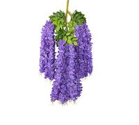 Grekywin Artificial Wisteria Vine Rattan 12 Pcs, Purple Fake Flowers Silk Hanging Plants for Wall Decor Garden Auditorium Decoration Wedding Party Background(110cm)