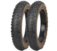 GRELiving Pack of 2 E Bike Tyres, Foldable Fat Tyre Fat Bicycle Tyres 20 x 4.0/26 x 4.0 Inch Replacement Tyres Bicycle Coat Tyres for E-Bike/Mountain Snow Bike (Black with Brown Wall, 20 x 4.0 Inches)