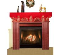 Grelucgo Christmas Table Runner and Scarf Embroidered Bells Candles and Poinsettia, Red, 69” × 17”