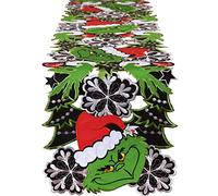 Grelucgo Embroidered Christmas Holiday Black Table Runner (13 x 68 inch)