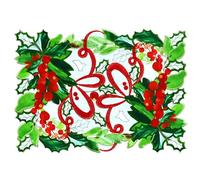 Grelucgo Embroidered Christmas Holiday Holly Leaves Table Placemats (13x19 inches (Set of 4))