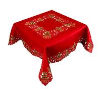 Grelucgo Embroidered Christmas Holiday Holly Tree Tablecloth (52 Inches Square Tablecloth)