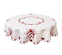 Grelucgo Embroidered Tablecloth for February 14th (Round 70 inches)