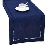 Grelucgo Handmade Hemstitch Solid Navy Blue Nautical Rectangular Table Runner Dresser Scarf (14 x 54 Inch)