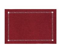 Grelucgo Handmade Hemstitched Polyester Rectangle Table Placemats (12x18 inch Set of 6,Cranberry)