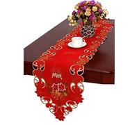 Grelucgo Large Embroidered Christmas Holiday Dining Table Runners (15 X 120 inch)(38 X 305 cm)